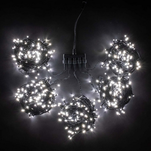 Комплект Белых Нитей по 20м, LED, Провод Черный ПВХ, IP54 Laitcom На деревья KDD1000-11-1W