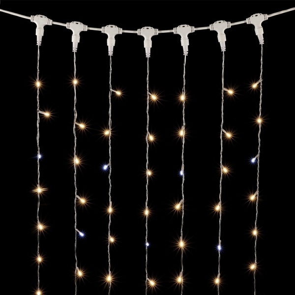Гирлянда Занавес x м Тепло-Белый с Мерцанием Белого Диода 220В, LED, Провод Прозрачный ПВХ, IP54 Laitcom Занавесы PCL402BLW-10-2WW
