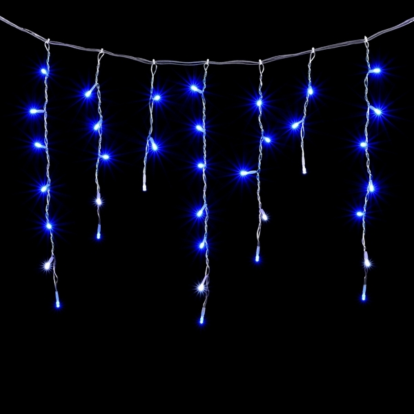 Гирлянда Бахрома 3,1 x 0,5 м Синяя с Мерцанием Белого Диода 220В, LED, Провод Прозрачный ПВХ, IP54 Laitcom PIL150BLW-10-2B