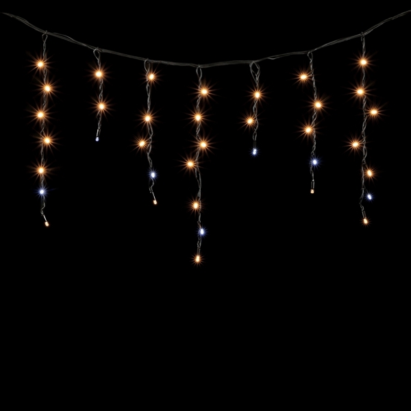 Гирлянда Бахрома 3,1 x 0,5 м Тепло-Белая с Мерцанием Белого Диода 220В, LED, Провод Черный Каучук, IP65 Laitcom LL120BLW-1-2WW