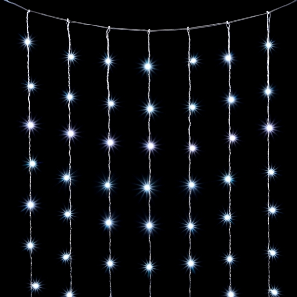 Гирлянда Занавес Облегченный x 3 м Белый 220В, LED, Провод Прозрачный ПВХ, IP54 Laitcom Занавесы PCL600NOT-10-2W