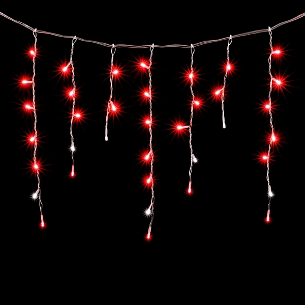 Гирлянда Бахрома 3,1 x 0,5 м Красная с Мерцанием Белого Диода 220В, LED, Провод Прозрачный ПВХ, IP54 Laitcom PIL150BLW-10-2R