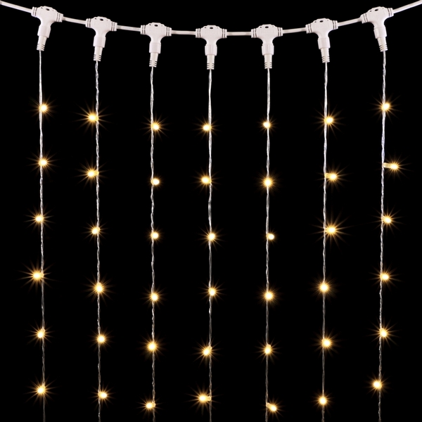 Гирлянда Занавес с Колпачком x 3 м Тепло-Белый 220В, LED, Провод Прозрачный ПВХ, IP65 Laitcom Занавесы PCL602CAP-10-2WW