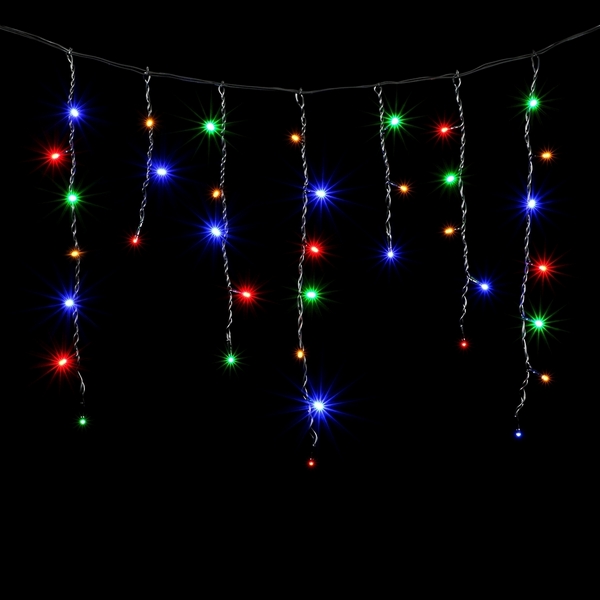 Гирлянда Бахрома 3,1 x 0,5 м Разноцветная 220В, LED, Провод Черный ПВХ, IP54 Laitcom PIL150-11-2M