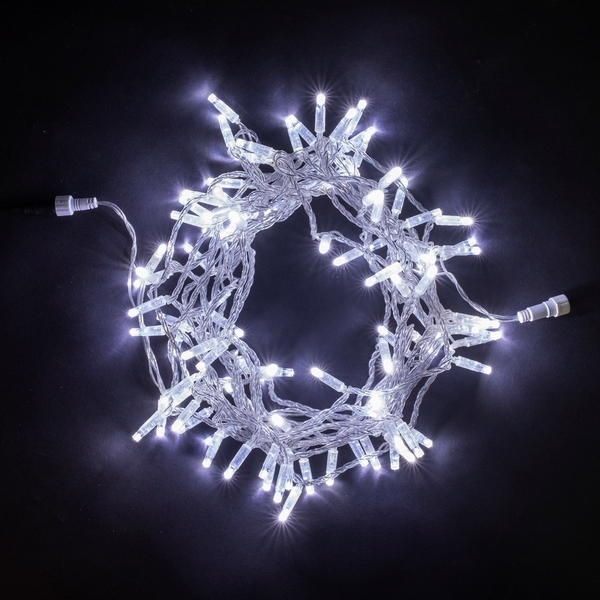 Гирлянда Нить с Колпачком 10м Белая Мерцанием Белого Диода 220В, LED, Провод Прозрачный ПВХ, IP65 Laitcom Нити (на ёлку) PST100BLWCAP-10-2W