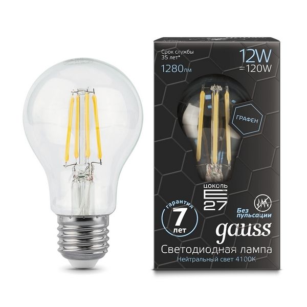 Лампочка Graphene E27 12W 4100К 1/10/40 Gauss Filament 102802212