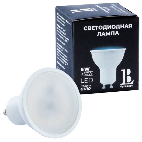 Лампочка светодиодная L&B GU10-5W-MR16-4000K_lb