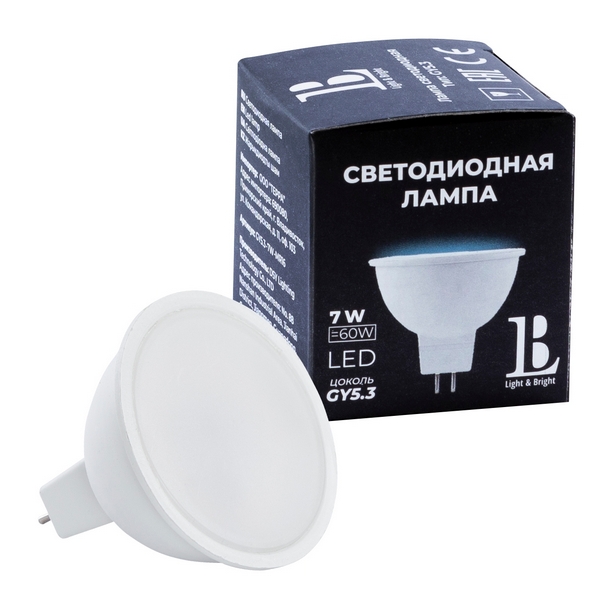 Лампочка светодиодная L&B GU5,3-7W-MR16-4000K_lb