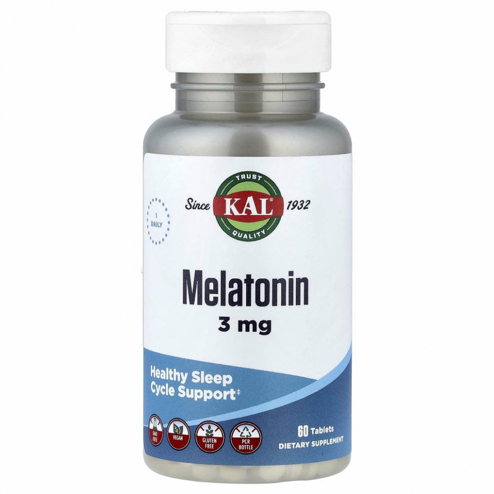KAL, Melatonin, 3 mg, 60 Tablets CAL-75303