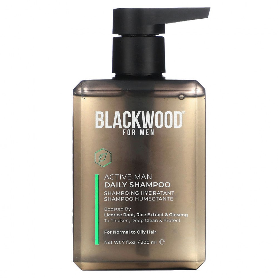Blackwood For Men, Active Man Daily, шампунь, корень солодки, экстракт риса и женьшень, 200 мл (7 жидк. Унций) BLK-01342