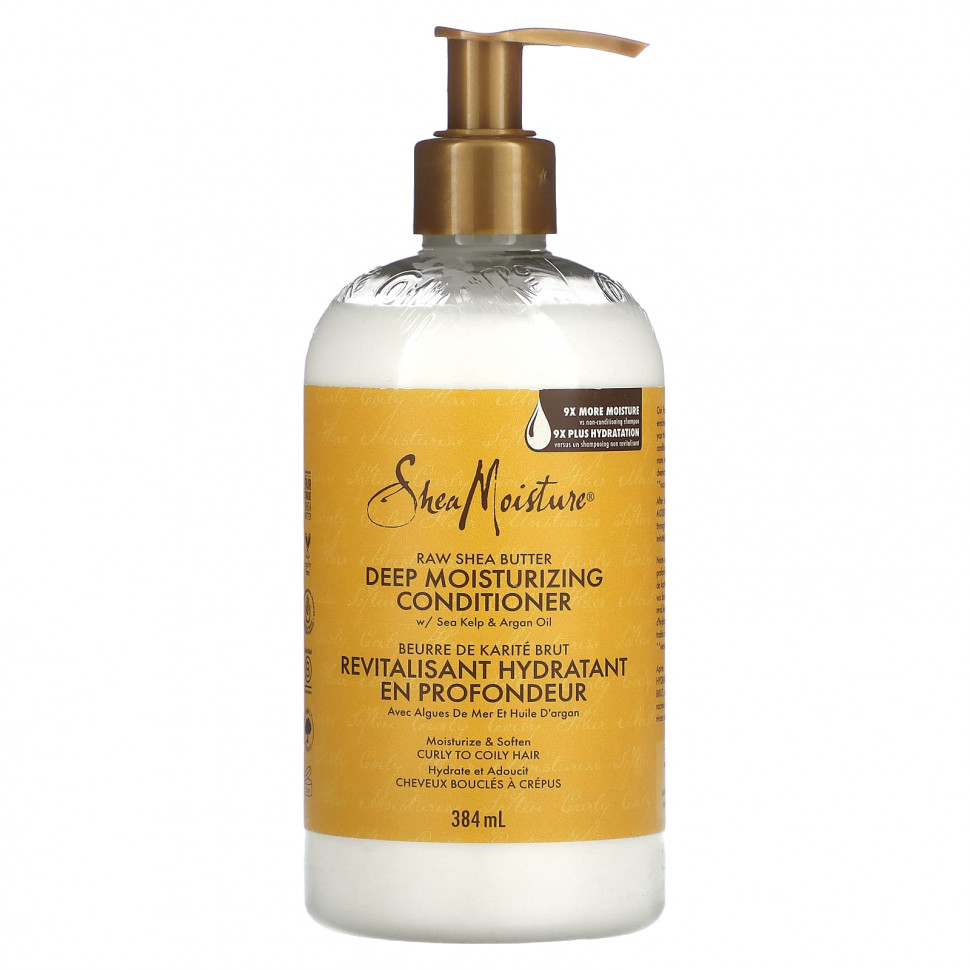 SheaMoisture, Кондиционер для глубокого увлажнения, для вьющихся и кудрявых волос, необработанное масло ши, 384 мл (13 жидк. Унций) SMT-28021