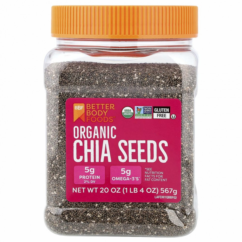 BetterBody Foods, Органические семена чиа, 567 г (20 унций) BFO-00207