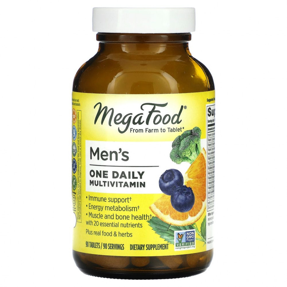 MegaFood, Men's One Daily, ежедневные витамины для мужчин, 90 таблеток Мегафудс MGF-10108