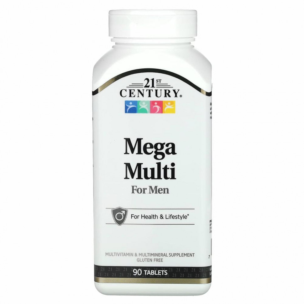 21st Century, Mega Multi, для мужчин, мультивитамины и мультиминералы, 90 таблеток 21 Сенчури CEN-22658