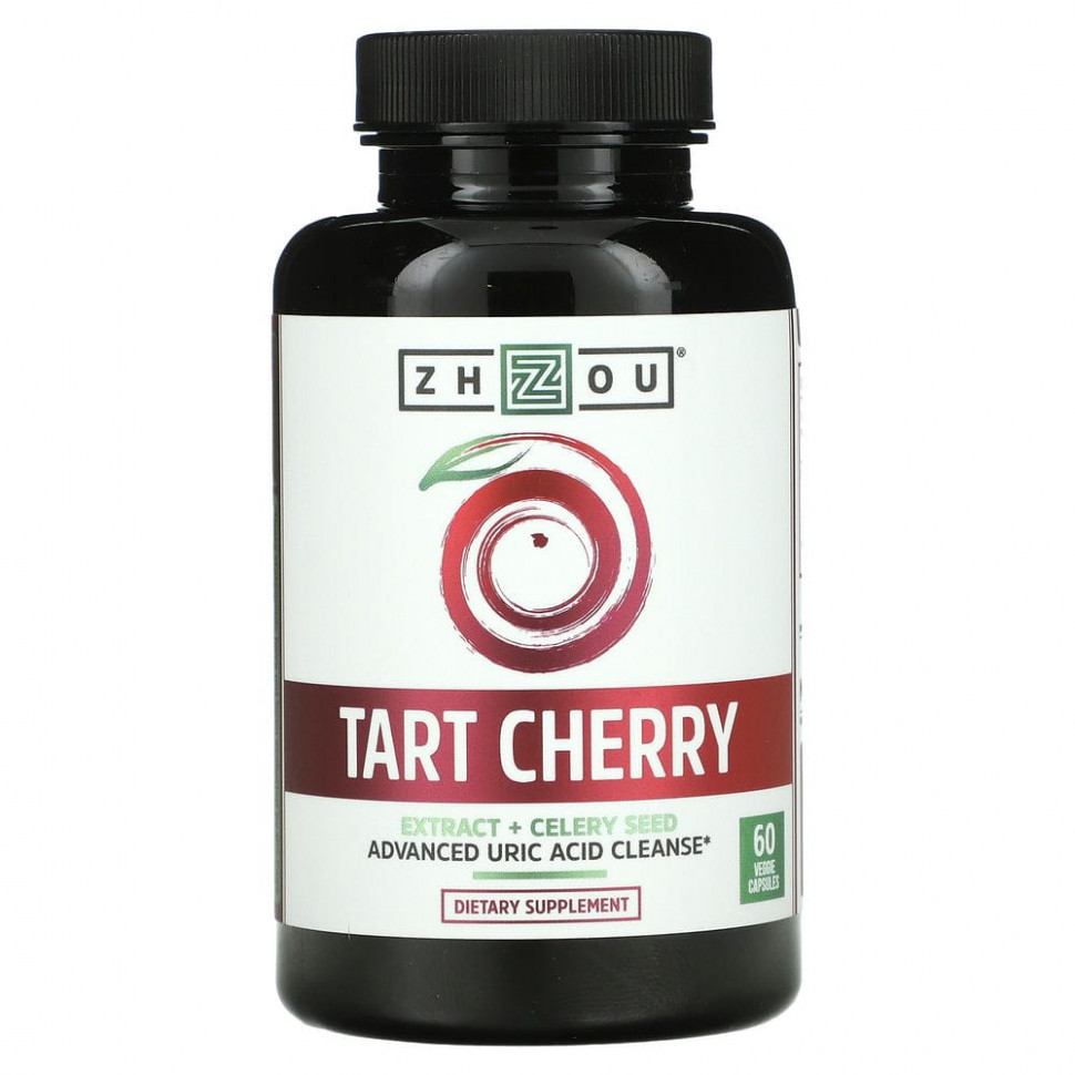 Zhou Nutrition, экстракт терпкой вишни и семена сельдерея, 60 вегетарианских капсул ZHO-00634