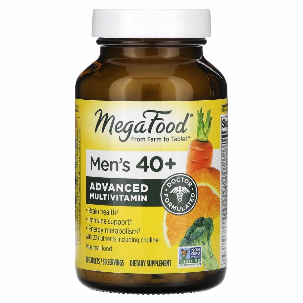MegaFood, Multi for Men 40+, комплекс витаминов и микроэлементов для мужчин старше 40 лет, 60 таблеток Мегафудс MGF-10317
