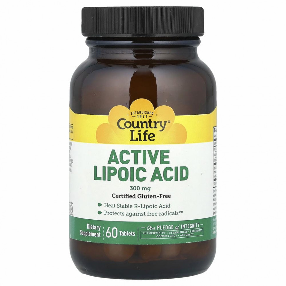 Country Life, Active Lipoic Acid, Time Release, 300 mg, 60 Tablets Кантри Лайф CLF-01651