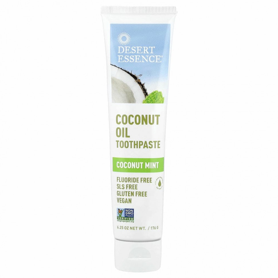 Desert Essence, Зубная паста с кокосовым маслом, Кокос и мята, 6,25 унции (176 г) Дезерт Эссенс DES-33408