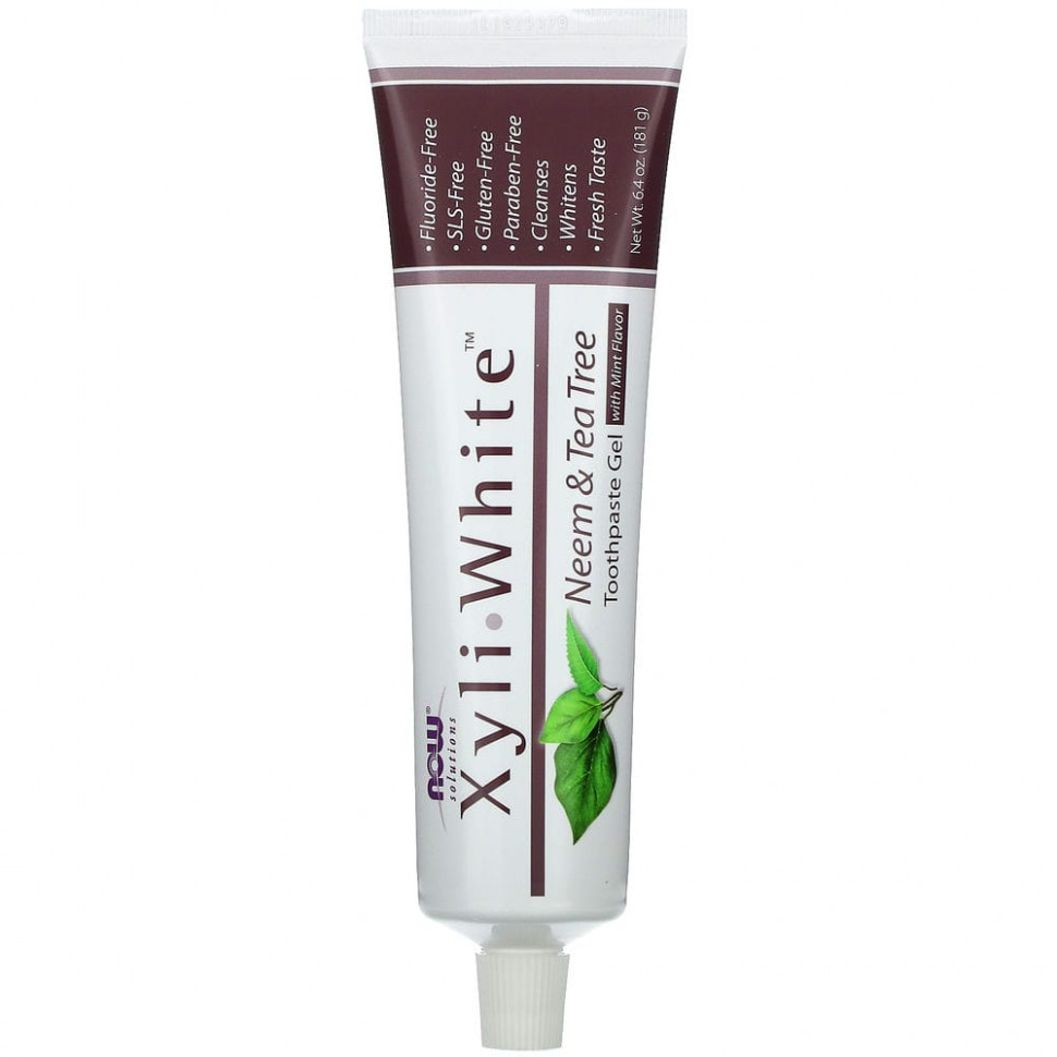 NOW Foods, Solutions, XyliWhite, зубная гель-паста, ним и чайное дерево, мята, 181 г (6,4 унции) NOW-08101