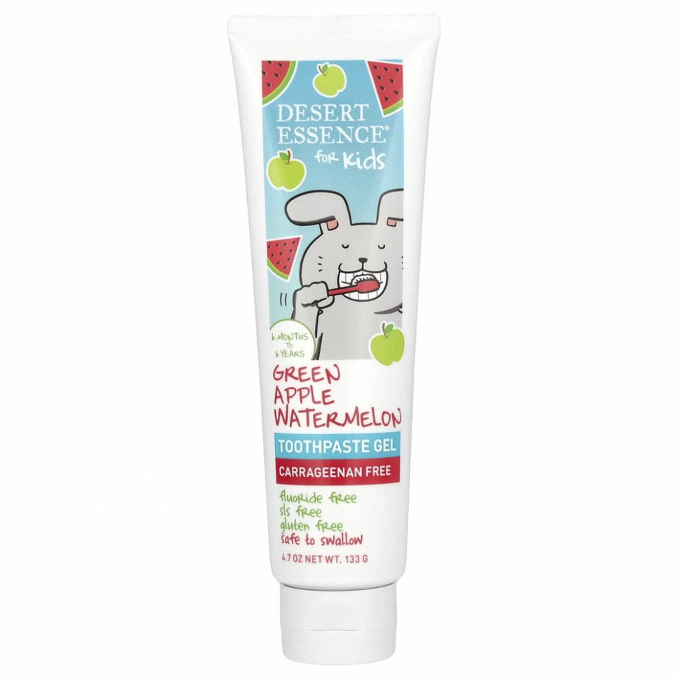 Desert Essence, Kids, детская зубная паста-гель, арбуз и зеленое яблоко, 133 г (4,7 унции) Дезерт Эссенс DES-33452