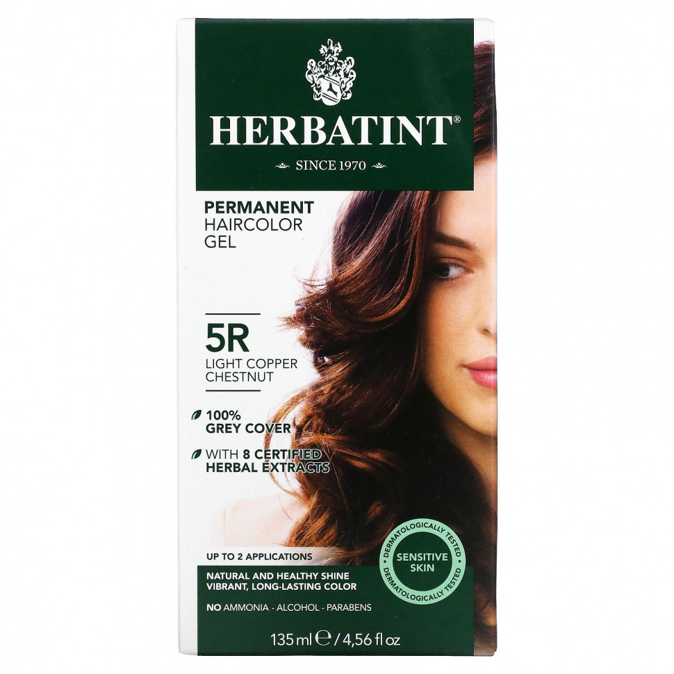 Herbatint, Стойкий растительный гель-краска для волос, 5R, насыщенная медь-каштан, 4,56 жидких унций (135 мл) Хербатинт HVN-00119