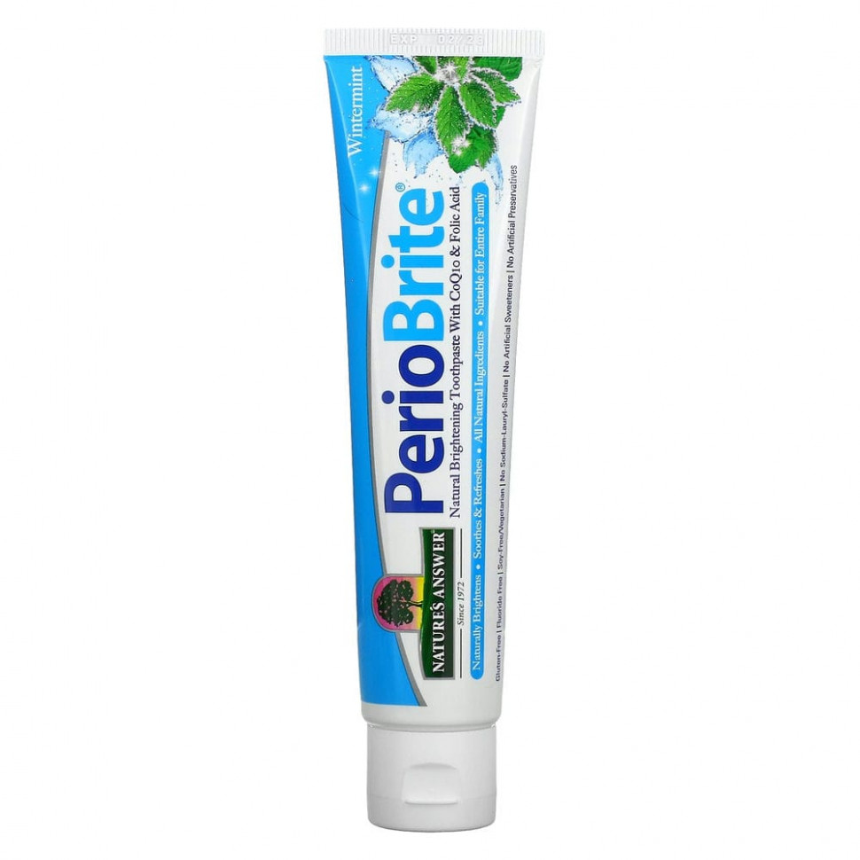 Nature's Answer, PerioBrite, натуральная отбеливающая зубная паста с коэнзимом Q10 и фолиевой кислотой, корица и мята, 113,4 г (4 унции) Натурес Ансвер NTA-01645