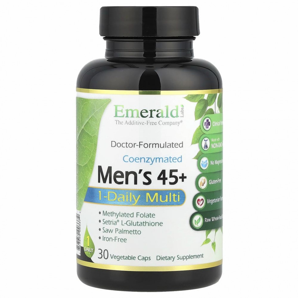 Emerald Laboratories, мультивитаминный комплекс, для мужчин от 45 лет, 1 раз в день, 30 вегетарианских капсул Эмеральд Лабораторис EMR-00337