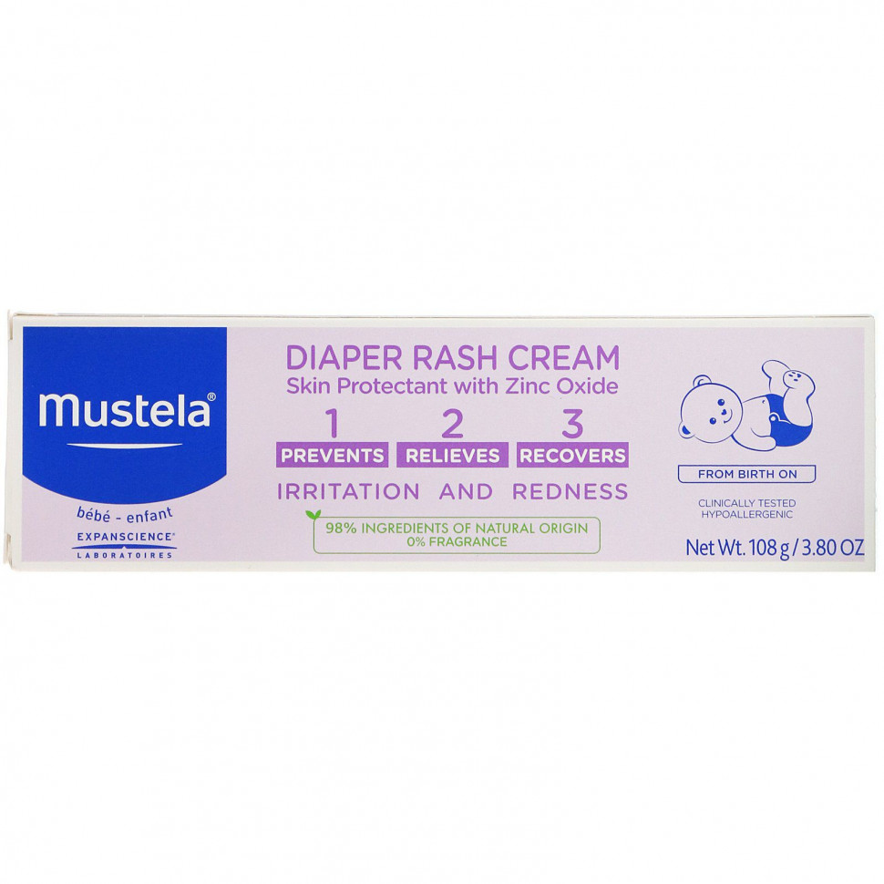 Mustela, детский крем от опрелостей «1-2-3», без отдушек, 108 г (3,80 унции) MTL-02817