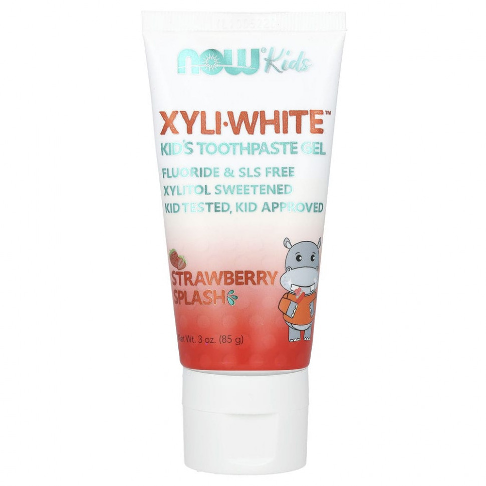 NOW Foods, XyliWhite, зубная паста-гель для детей, без фторидов, клубничный вкус, 85 г (3,0 унции) NOW-08097