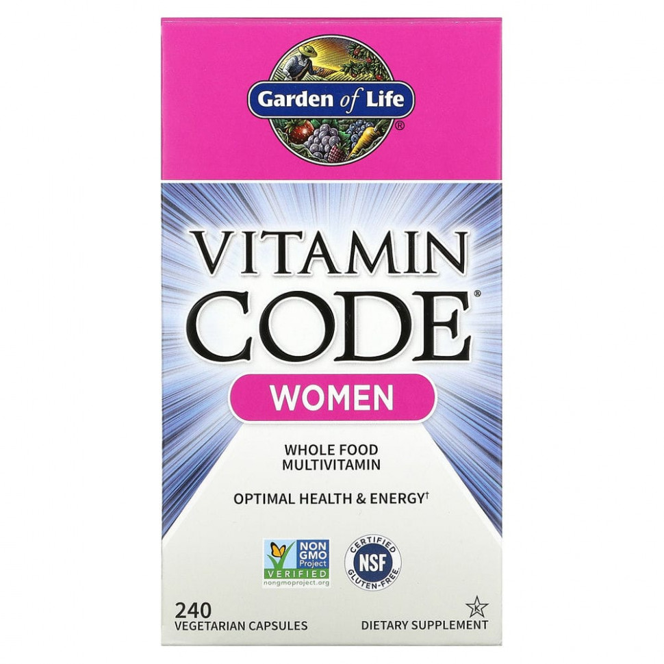 Garden of Life, Vitamin Code, мультивитамины из цельных продуктов для женщин, 240 вегетарианских капсул Гарден оф Лайф GOL-11417