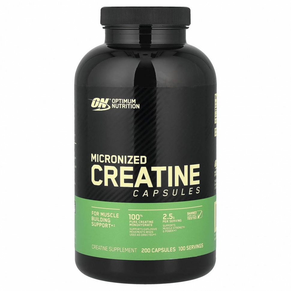 Optimum Nutrition, микронизированный креатин в капсулах, 2,5 г, 200 капсул Оптимум Нутришэн OPN-02134