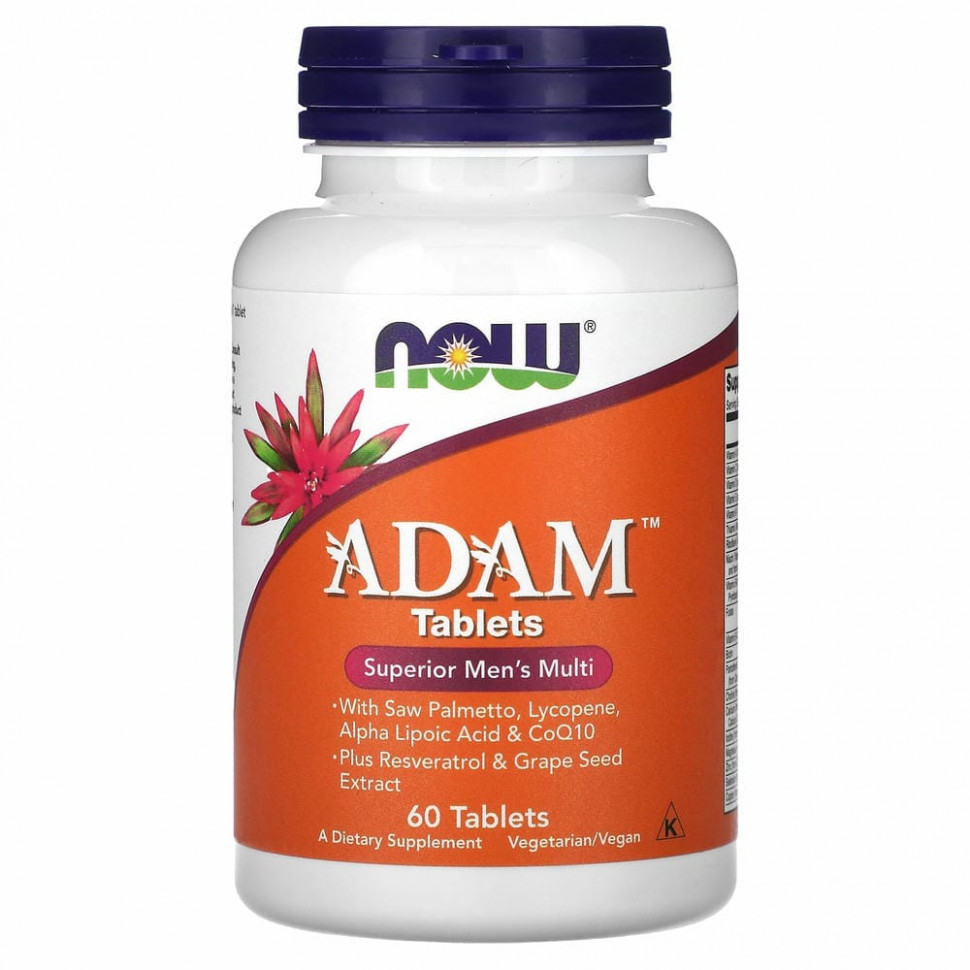 NOW Foods, ADAM, улучшенные мультивитамины для мужчин, 60 таблеток NOW-03875