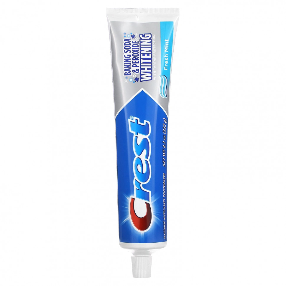Crest, Пищевая сода и отбеливающая зубная паста с фтором, свежая мята, 232 г (8,2 унции) CRR-32025