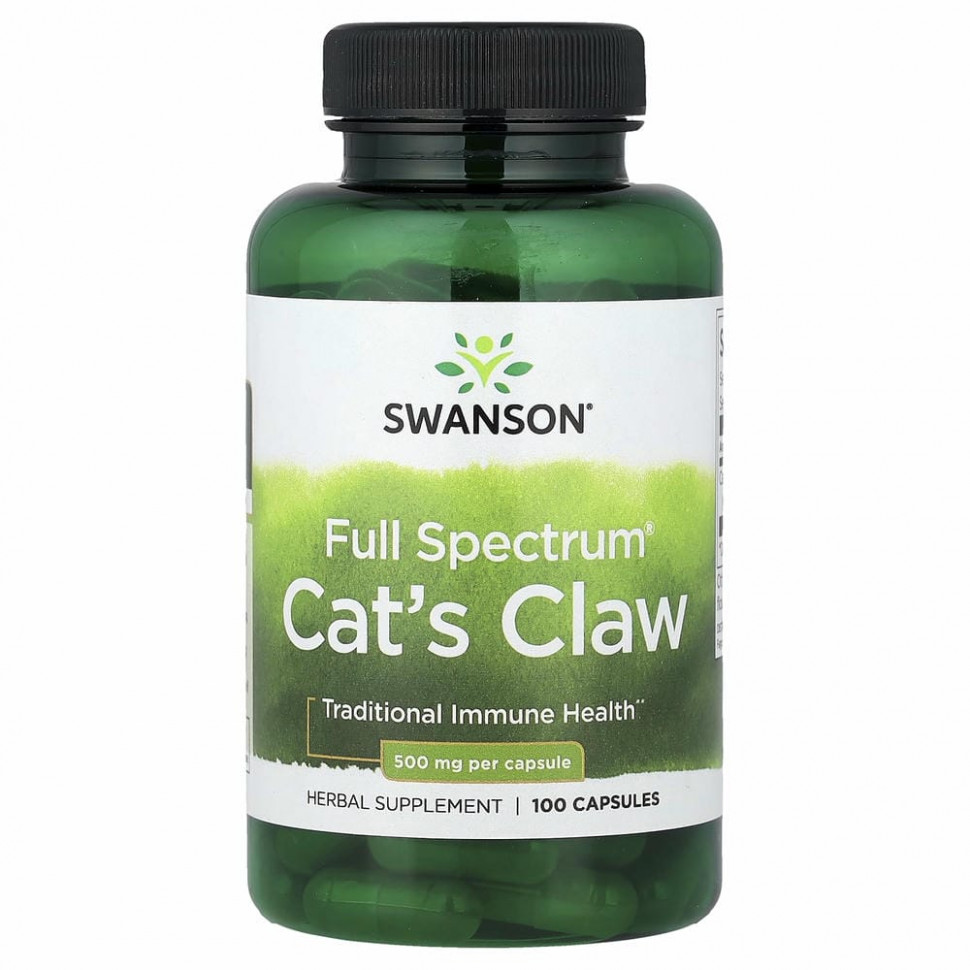 Swanson, Кошачий коготь полного спектра, 500 мг, 100 капсул SWV-01514