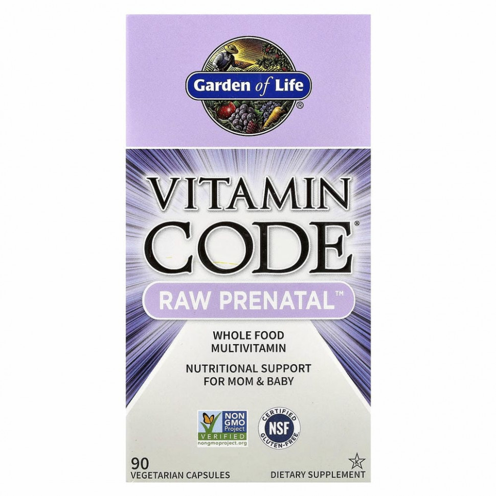 Garden of Life, Vitamin Code, RAW Prenatal, 90 вегетарианских капсул Гарден оф Лайф GOL-11392