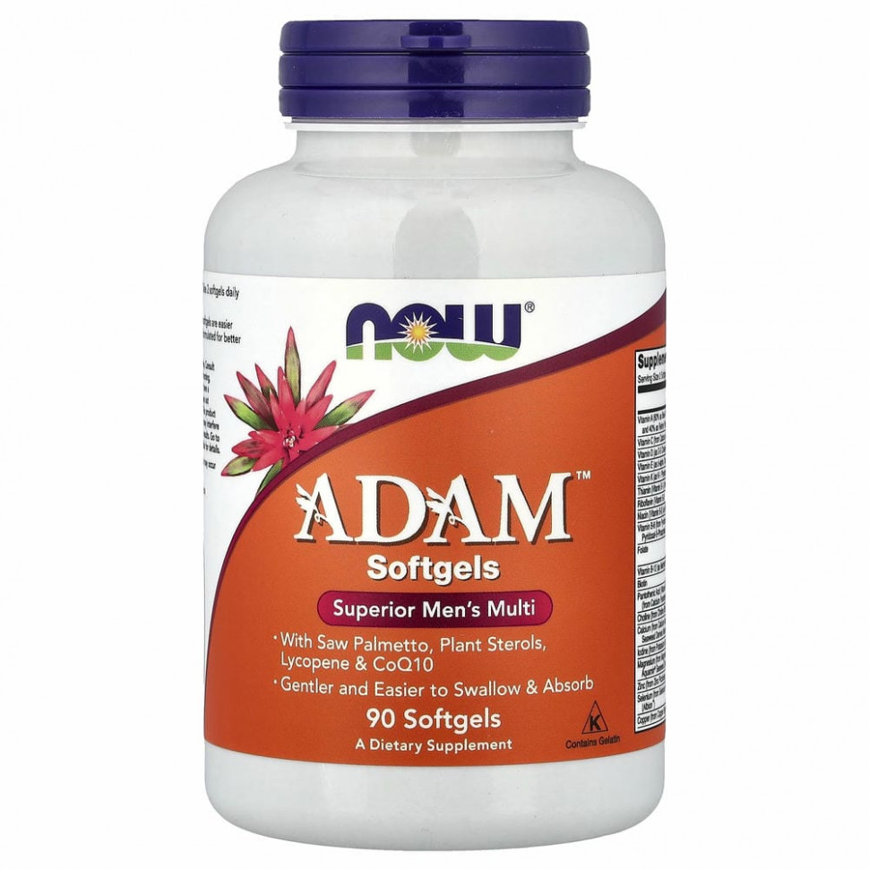 NOW Foods, ADAM, эффективные мультивитамины для мужчин, 90 капсул NOW-03880