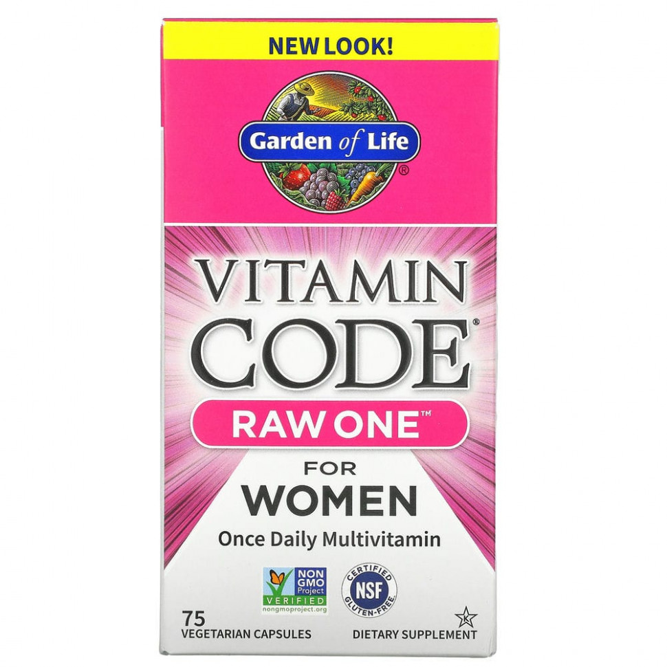 Garden of Life, Vitamin Code, RAW One, мультивитаминная добавка для женщин (для приема 1 раз в день), 75 вегетарианских капсул Гарден оф Лайф GOL-11403
