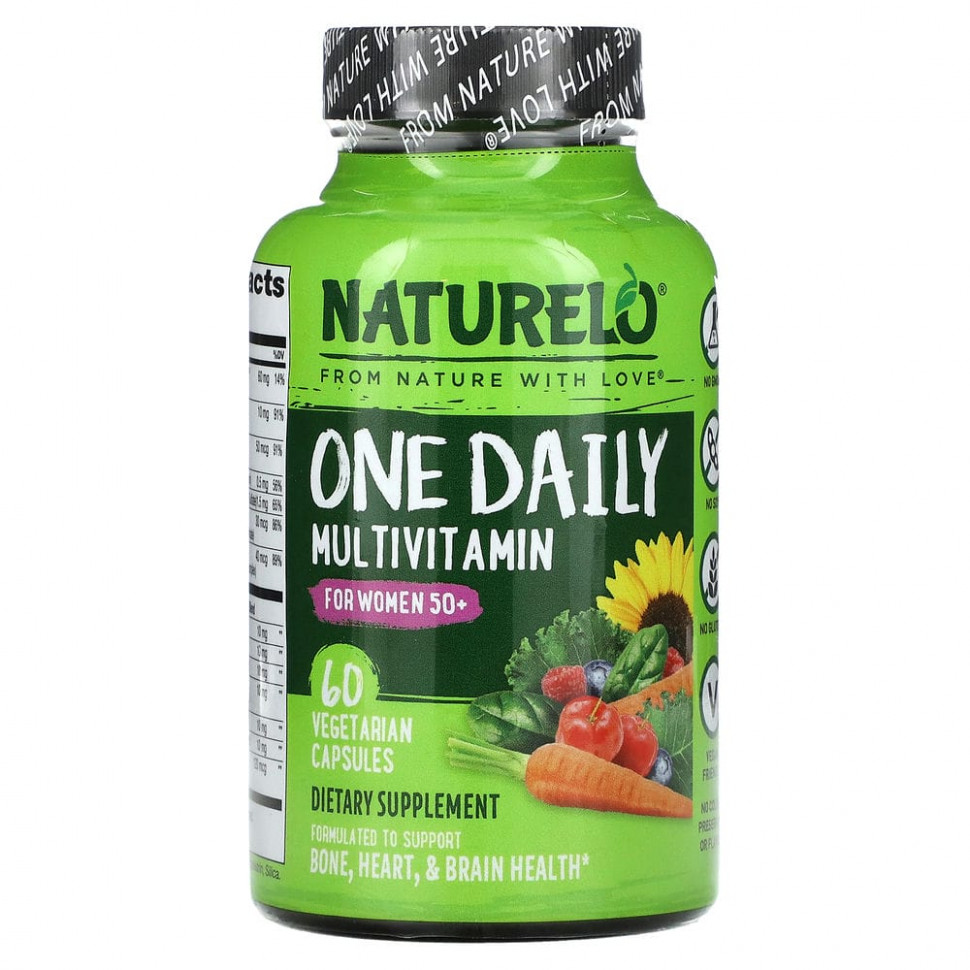NATURELO, мультивитамины ежедневного применения для женщин старше 50 лет, 60 вегетарианских капсул NAU-62805