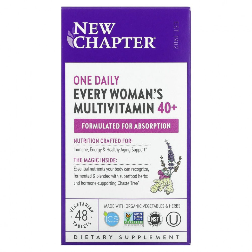 New Chapter, Мультивитамины Every Woman для женщин старше 40 лет, один прием в день, 48 вегетарианских таблеток Нью Чэптэ NCR-00366