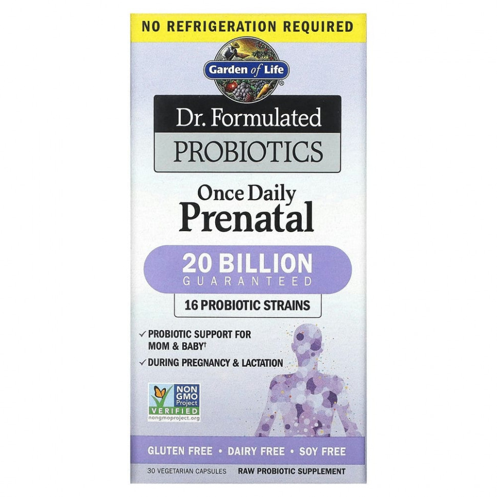 Garden of Life, Dr. Formulated Probiotics, ежедневные пренатальные витамины для приема один раз в день, 30 вегетарианских капсул Гарден оф Лайф GOL-12003