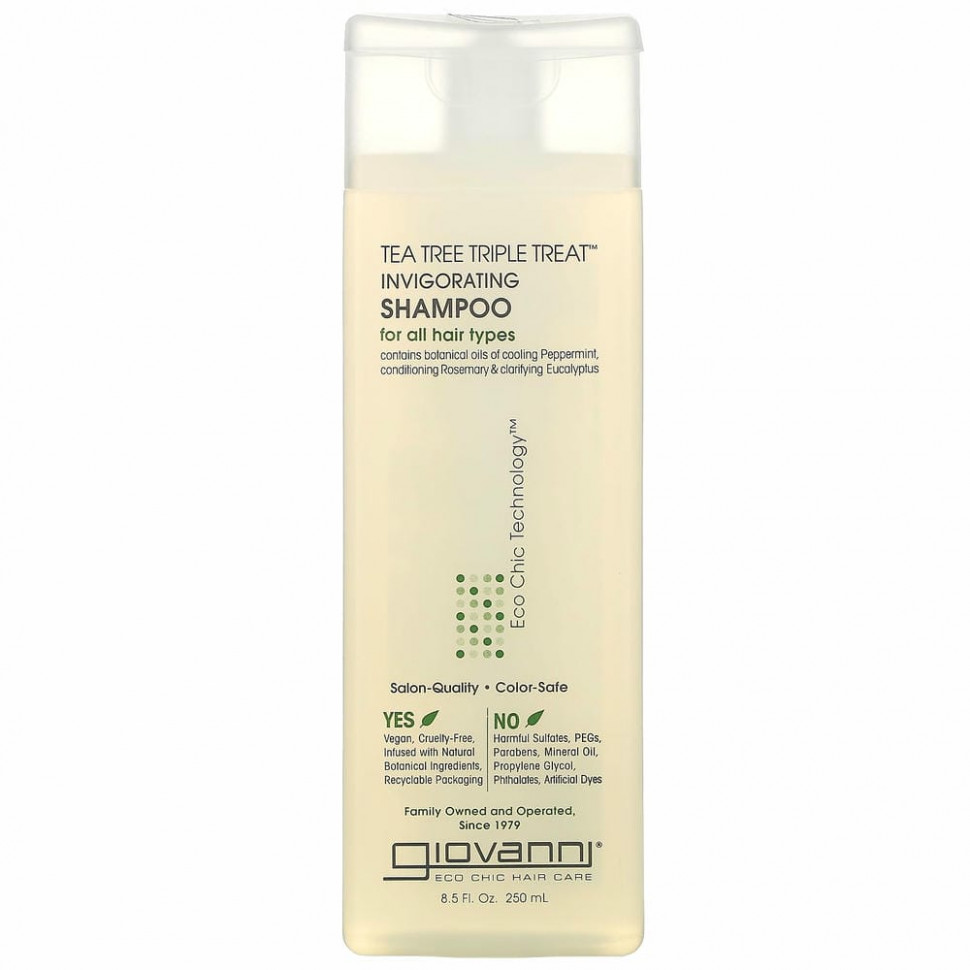 Giovanni, Tea Tree Triple Treat, укрепляющий шампунь, для всех типов волос, 250 мл (8,5 жидк. унции) Джиованни GIO-13008