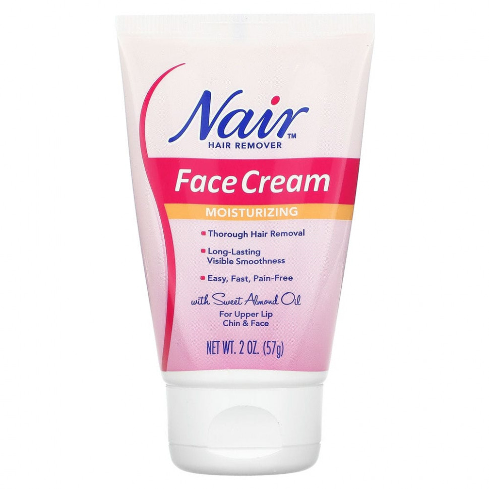 Nair, Hair Remover, Moisturizing Face Cream, 2 oz (57 g) NAI-21031
