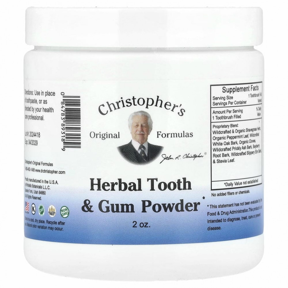 Christopher's Original Formulas, травяной порошок для зубов и десен, 56 г (2 унции) Кристоферс Оригинал Формулас CRO-89318