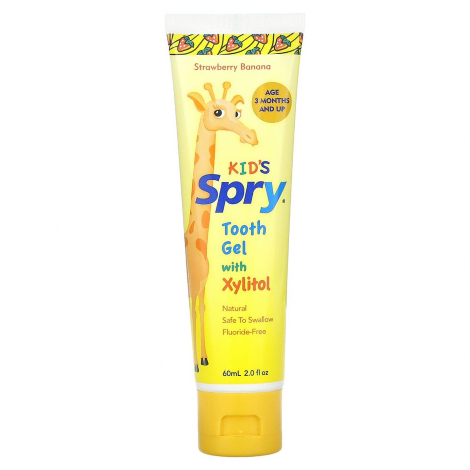 Xlear, Kid's Spry, зубной гель с ксилитом, клубника банан, 60 мл, (2,0 жидкой унции) Кслир XLR-00072