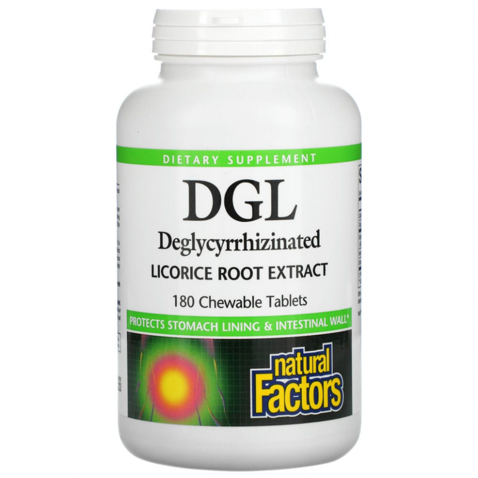 Natural Factors, DGL, Deglycyrrhizinated Licorice Root Extract, 180 Chewable Tablets NFS-04507