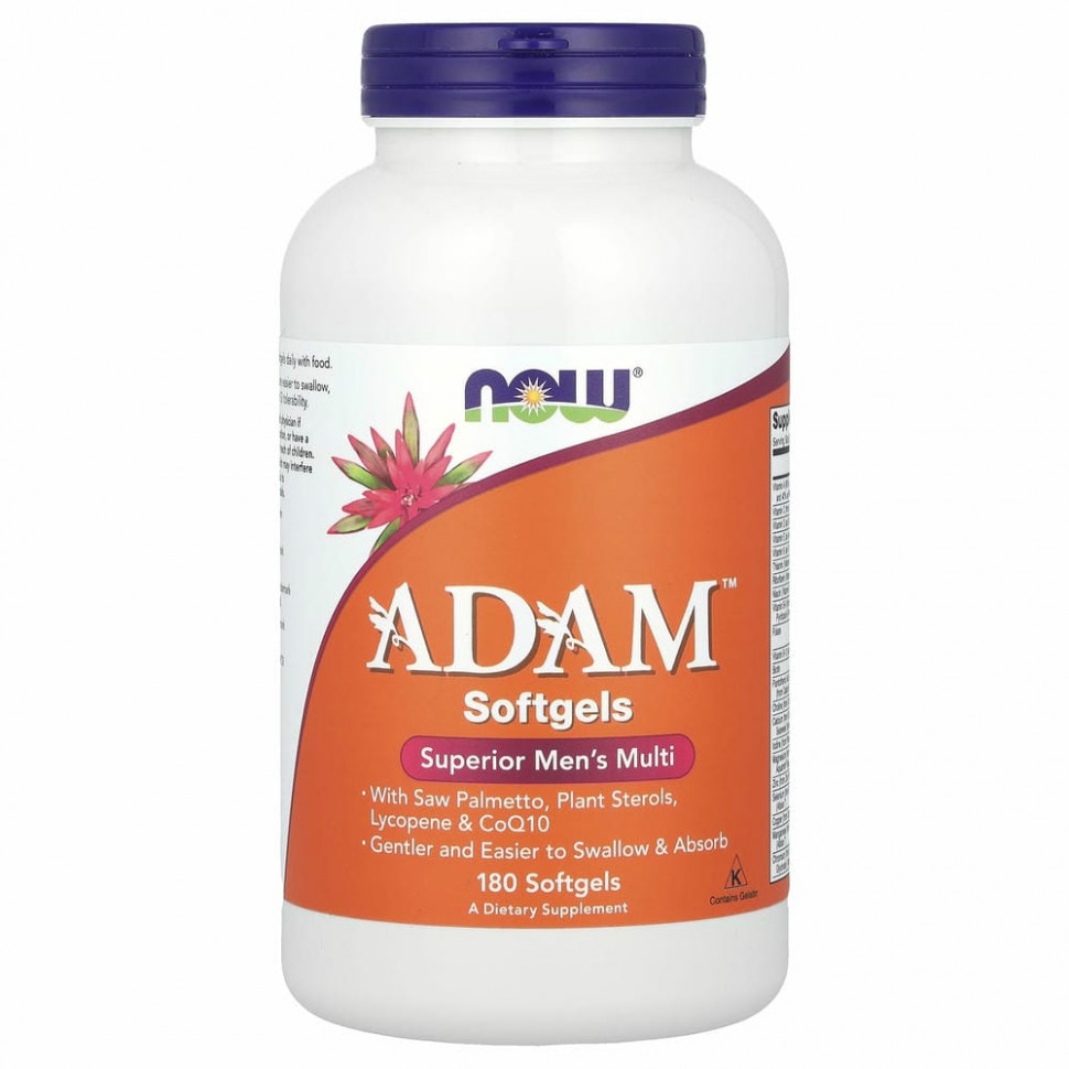 NOW Foods, ADAM, превосходные мультивитамины для мужчин, 180 мягких таблеток NOW-03881