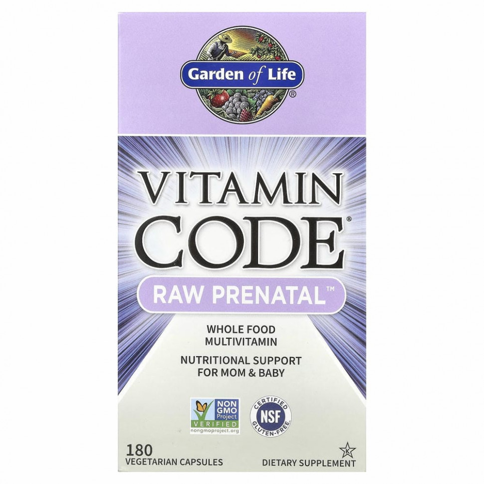 Garden of Life, Vitamin Code, RAW Prenatal, 180 вегетарианских капсул Гарден оф Лайф GOL-11590