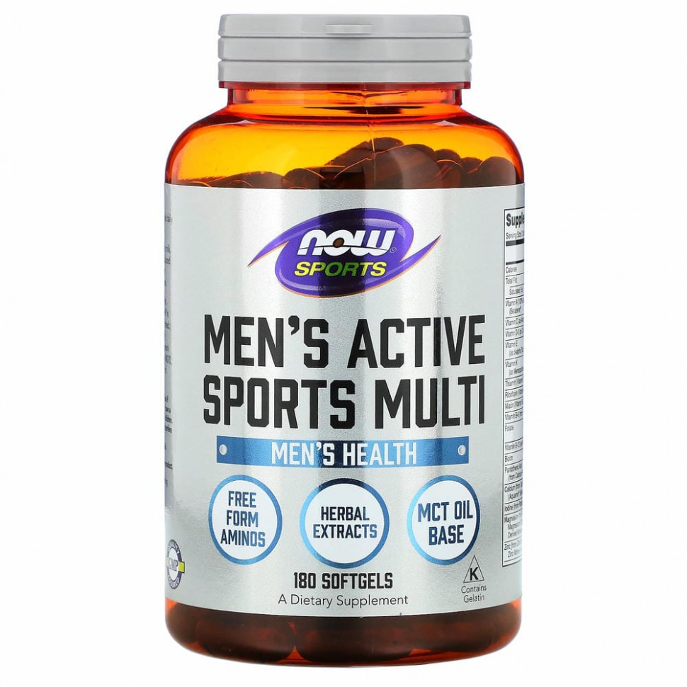 NOW Foods, Sports, Men's Active Sports Multi, комплекс витаминов для мужчин, 180 капсул NOW-03891