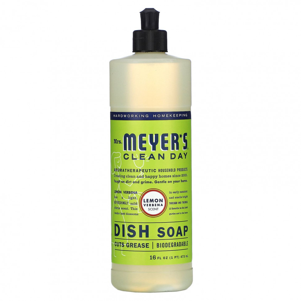 Mrs. Meyers Clean Day, средство для мытья посуды, лимонная вербена, 473 мл (16 жидк. унций) Мрс Мэйерс Клин Дэй MRS-12103
