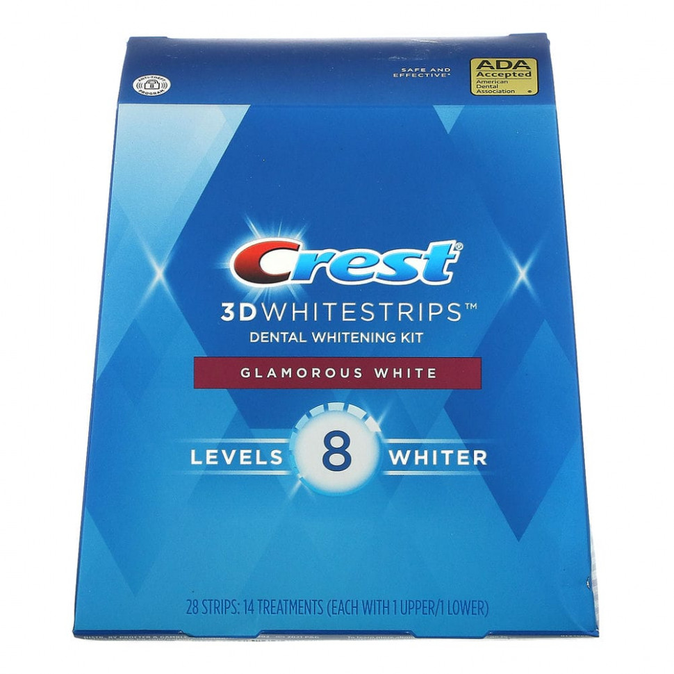 Crest, 3D Whitestrips, Glamorous White, комплект для отбеливания зубов, 28 полосок CRR-00005